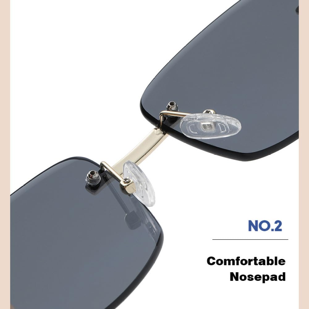 MUTYNE Moda Rectángulo Sin montura Gafas de sol Hombres Mujeres Sin marco Vintage Moda Leopardo Marco Gafas Sombras
