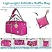 Bago Large Foldable Duffel Bags for Traveling Women & Men - 80L Packable Duffle Bag for Travel with Shoe Compartment - Water Repellant, Heavy Duty, Lightweight Folding & Collapsible (Pink)