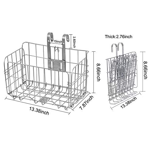 Gle2016 Folding Bike Front Basket, Rust Proof Detachable Folding Rear Bike Basket With Handles, Easy Installation On Front Handlebar For Mountain Bike Accessories Bike Frame Basket (Silver) #TOP1