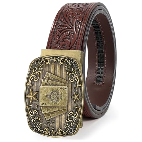 BELTROAD Western Ratchet Belts for Men Women Cowboy Belt Western Leather Ratchet Mens Slid Belt Gift Cut for Fit