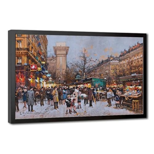 Toile tendue Porte Saint-Denis Paris par Galien-Laloue décoration murale 20x30 cm