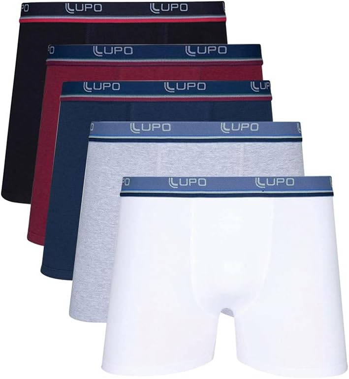 Kit 05 Cuecas Boxer Lupo Algodão Box Masculina Adulto