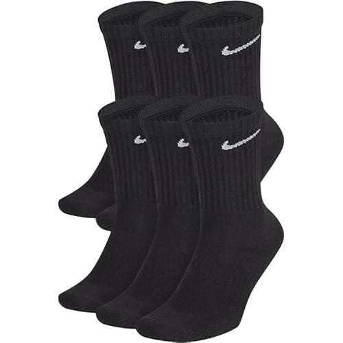 NIKE Dri-Fit Classic Cushioned Crew Socks (Large, Black/White/White)