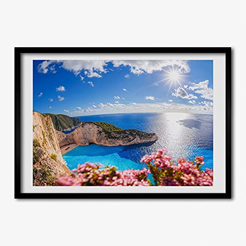 Cadre photo 70x50 cm Tulup avec affiche Zakynthos Grèce en bois MDF