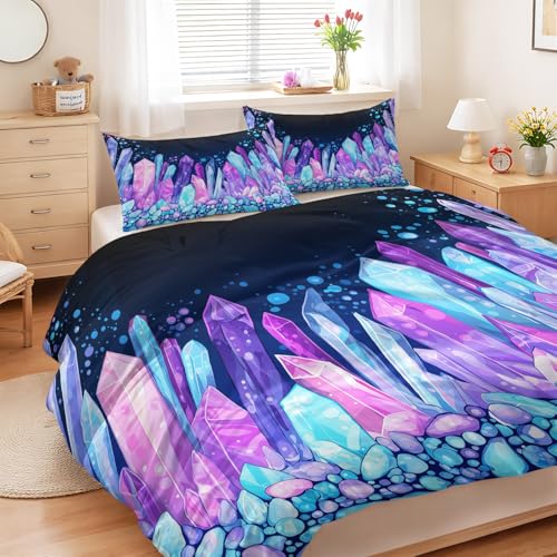 Housse de couette 220x200 cristaux parure de lit microfbre