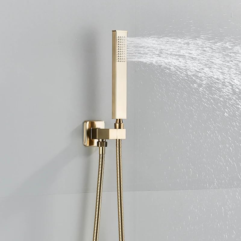Robinet de douche encastré or brossé et système de douche mural complet - 3