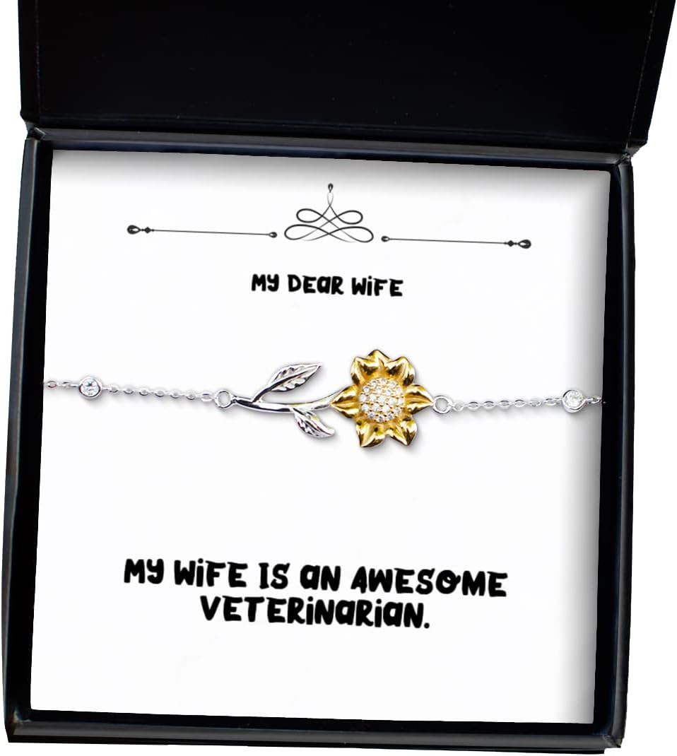 Sarcasm Wife, My Wife is an Awesome Veterinarian, Unique Sunflower Bracelet for from Husband