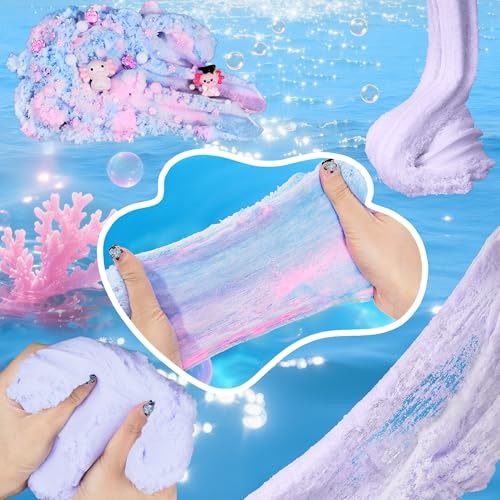 Image of Axolotl Cloud Slime Kit 2 Pack - 14oz Non-Sticky DIY Slime for Kids, Includes Cute Axolotl Charms & Add-Ins, Glitter, ASMR Sensory Toys, Slime Party Favors for Girls Boys