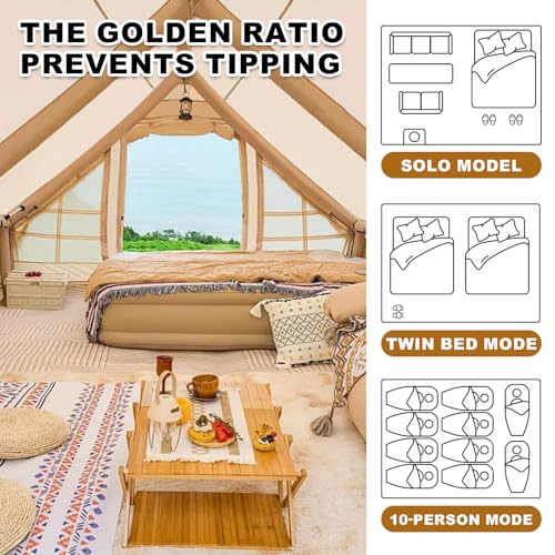 SENLEETO Inflatable Tents for Camping 4/6/8/10 Person, Luxury Inflatable Hot Tent with Stove Jack/Ac Port, Portable Easy Setup Inflatable Tent House with Canopy image 8