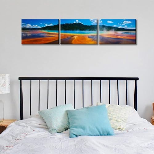 Miniatura 3 de TUMOVO 3 piezas de arte de pared en lienzo con diseño de monumentos de Estados Unidos, la famosa gran primavera prismática en el parque nacional de