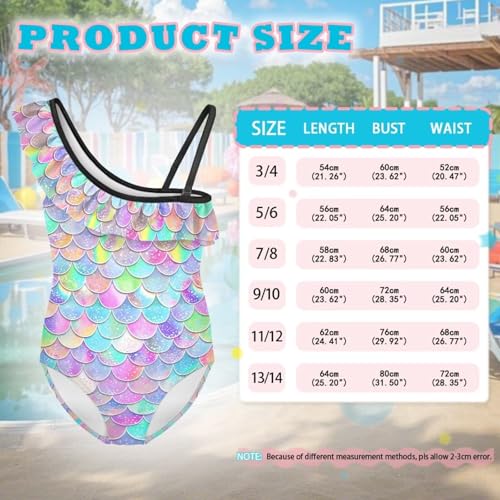 Girls One Piece Bathing Suit Trendy Summer One Shoulder Swimsuits Casual Ruffle Swimwear for Beach Pool Water Park 6