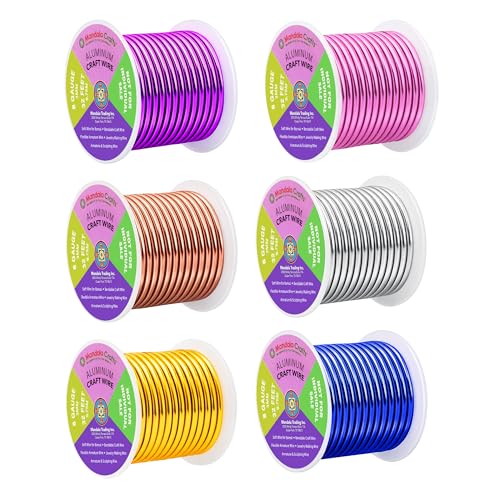 Image of Mandala Crafts 8 GA Gold Blue Purple Assorted Anodized Aluminum Craft Wire | 120 FT, Colored, Flexible, Bendable for Bonsai Armature Sculpting Wire Wrapping Jewelry Making, Weather & Tarnish Resistant