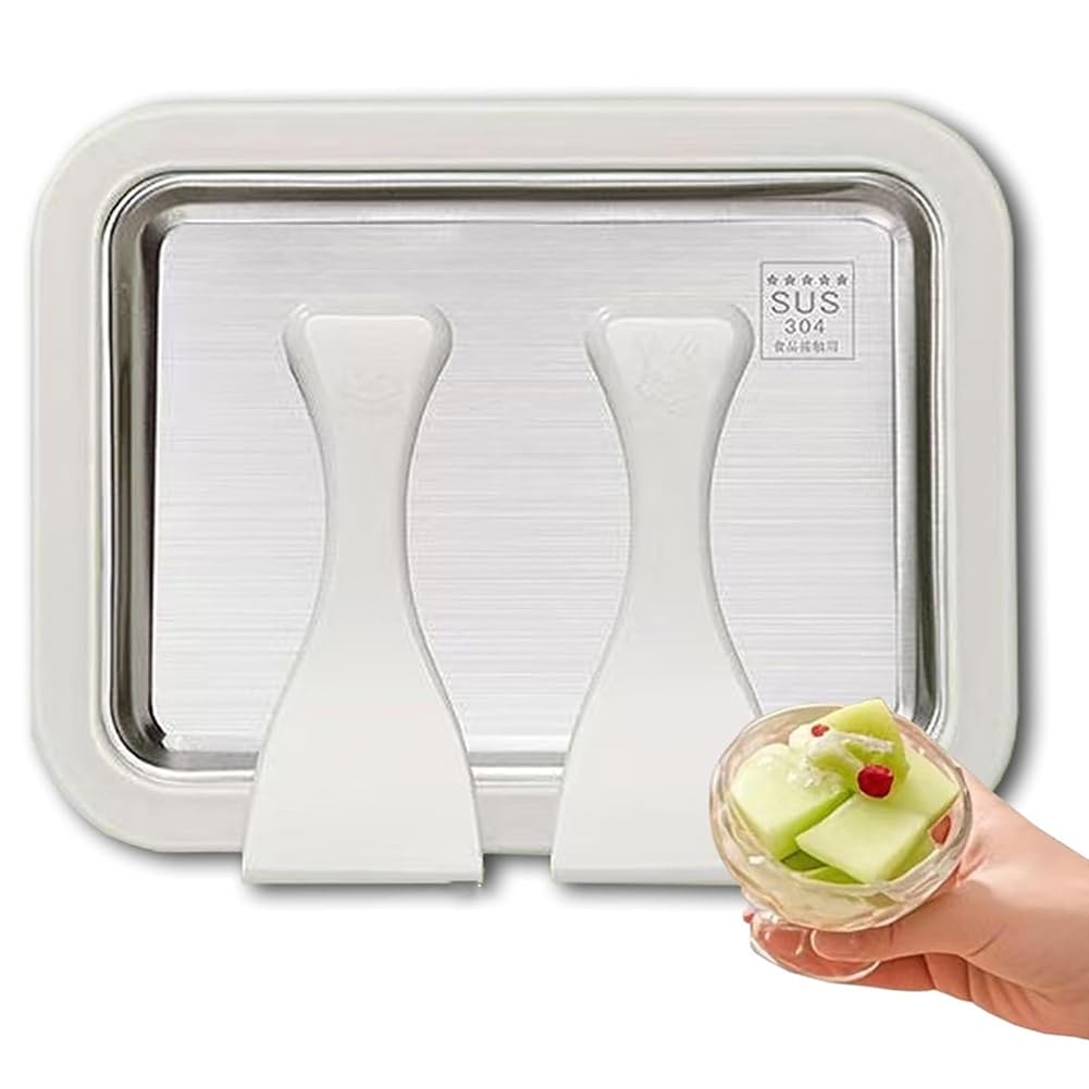 Hndhbfgrt For DIY Rolled Ice Cream Maker Kit, At-Home Instant Ice Cream Maker Tray Includes 2 Scrapers