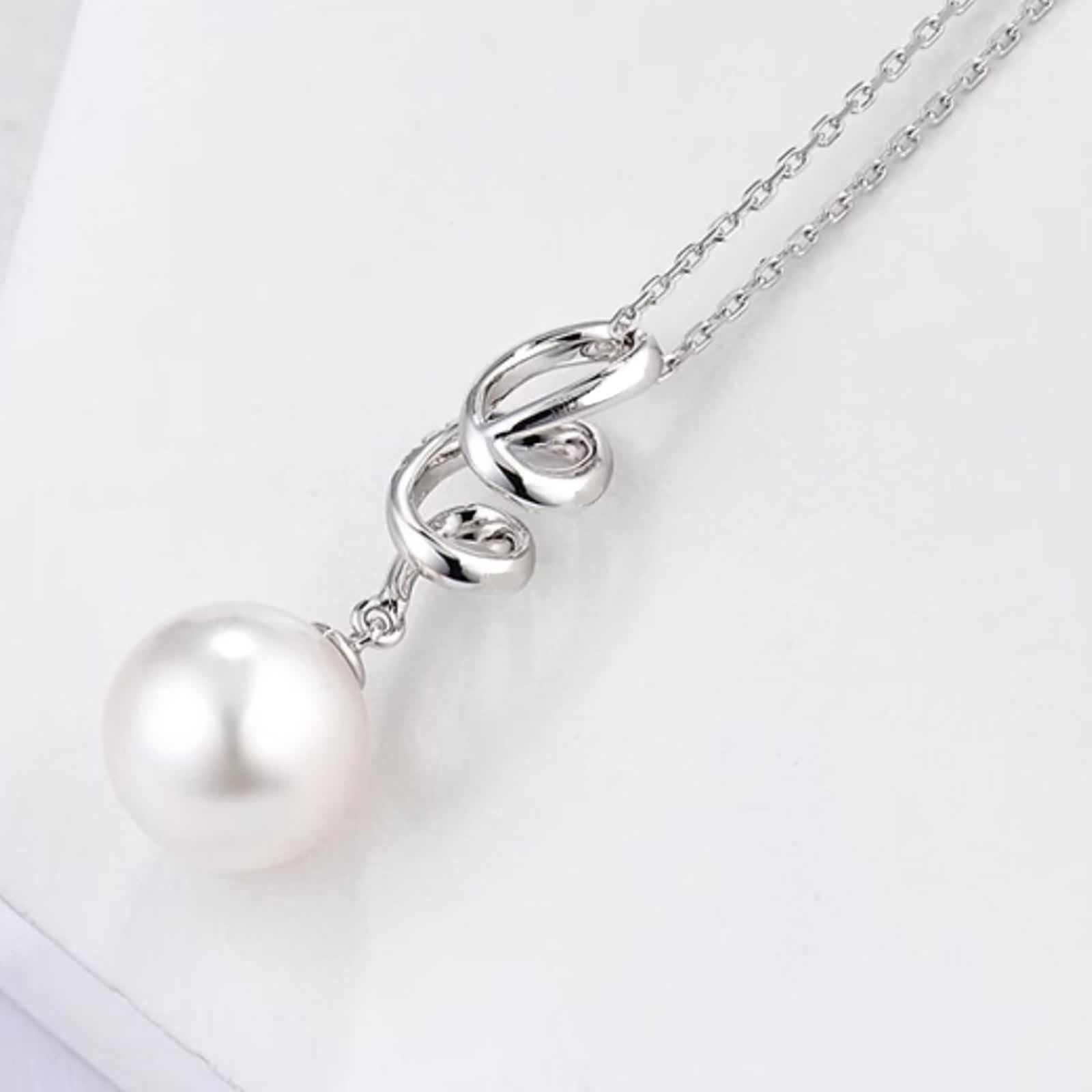 Anhänger Halskette Damen, Kette Lang Weiß Diamant Geometrisch Echter Schmuck 9K/14K/18K Weißgold