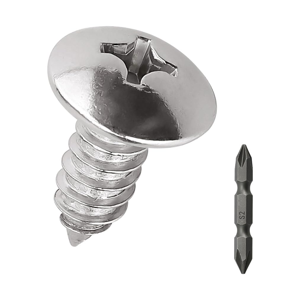 #4 x 1/4" Truss Head Wood Screws (200 pcs), 18-8 (304) Stainless Steel, Phillips Drive Truss Head Self Tapping Screws, Fayeploo (with Phillips Driver