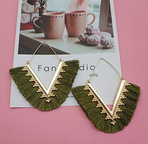 Tassel Hoop Earring Statement Thread Dangle Earrings Stylish Long Fringe Drop Earrings Lightweight Long Swingy French Hook Earrings for Women4