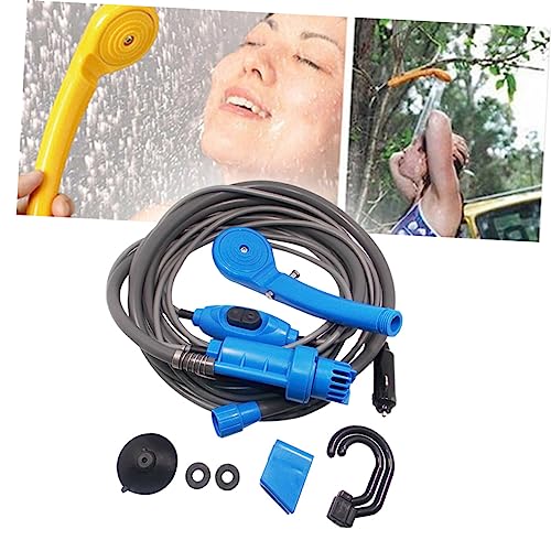 Ducha portátil para camping 12V con bomba eléctrica, cable de alimentación y manguera, para colgar en coche o árbol, uso interior y exterior, lavado de mascotas miniatura 6