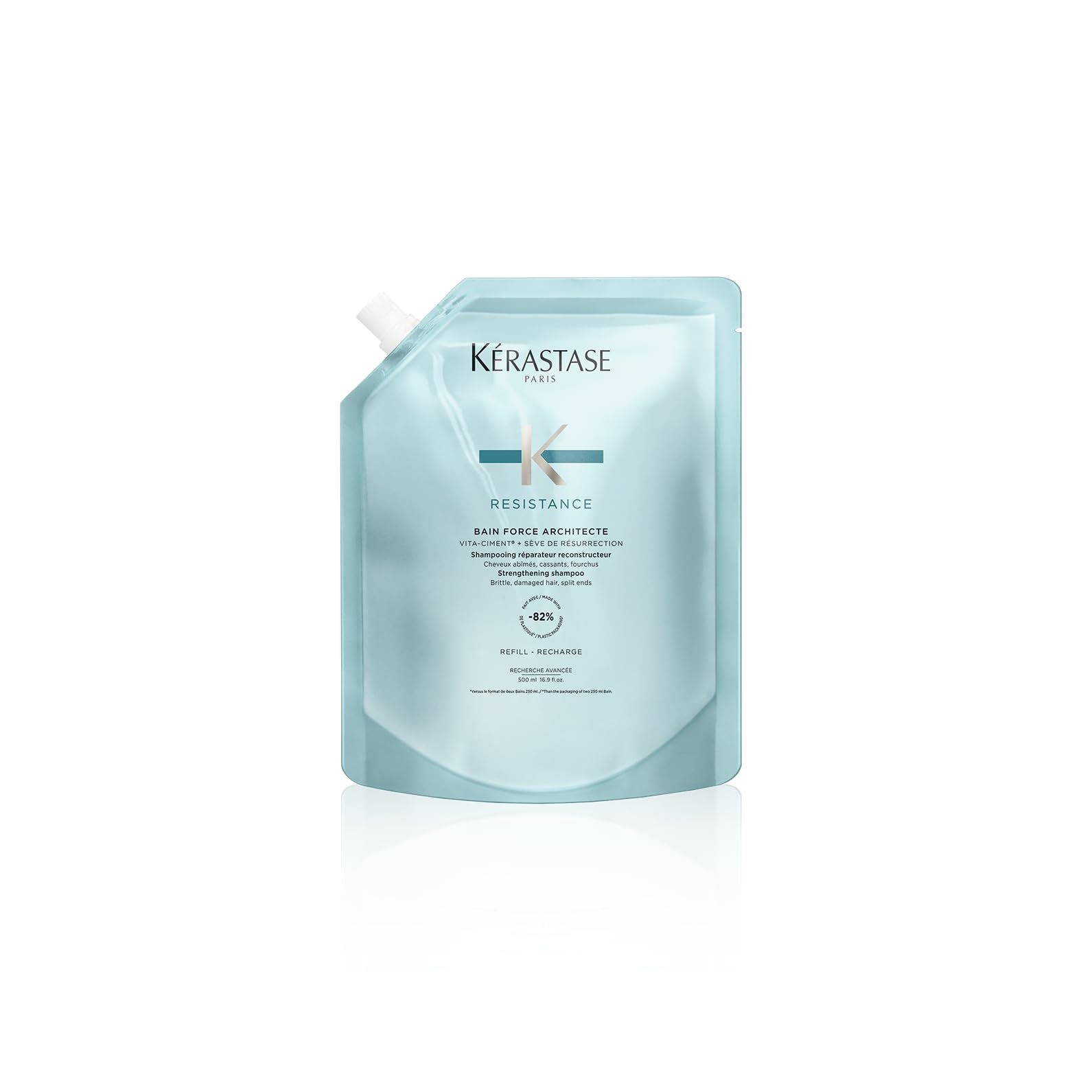 Kérastase Résistance - Recharge Bain Force Architecte - Shampoing Réparateur - Pour Cheveux Abîmés - 500 ml