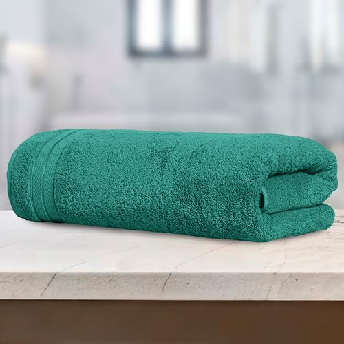Image of Elegant Comfort Three Line Popcorn Towel Set for Bathroom 35 x 70 inches, Premium Hotel Quality 1-Pack Jumbo Towels, 100% Turkish Cotton, Soft and Durable, Quick Dry and Highly Absorbent, Teal Blue