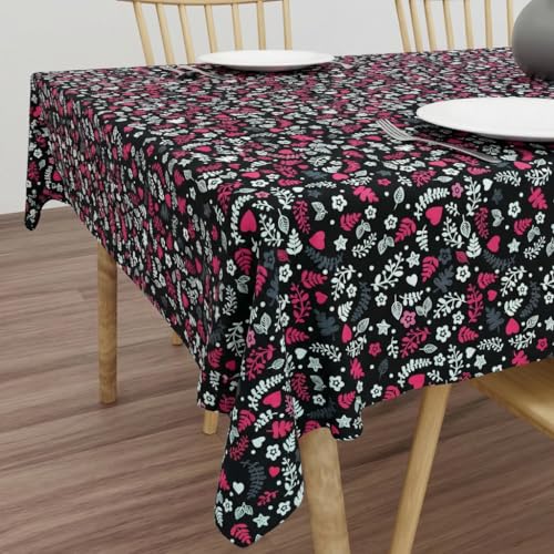 Image of Wings Star Premium Dining Table Cover for 6 to 8 Seater, 60 x 90 inch Size, Waterproof and Dustproof (Black, Pink & White, 60 x 90 inch (Rectangular))