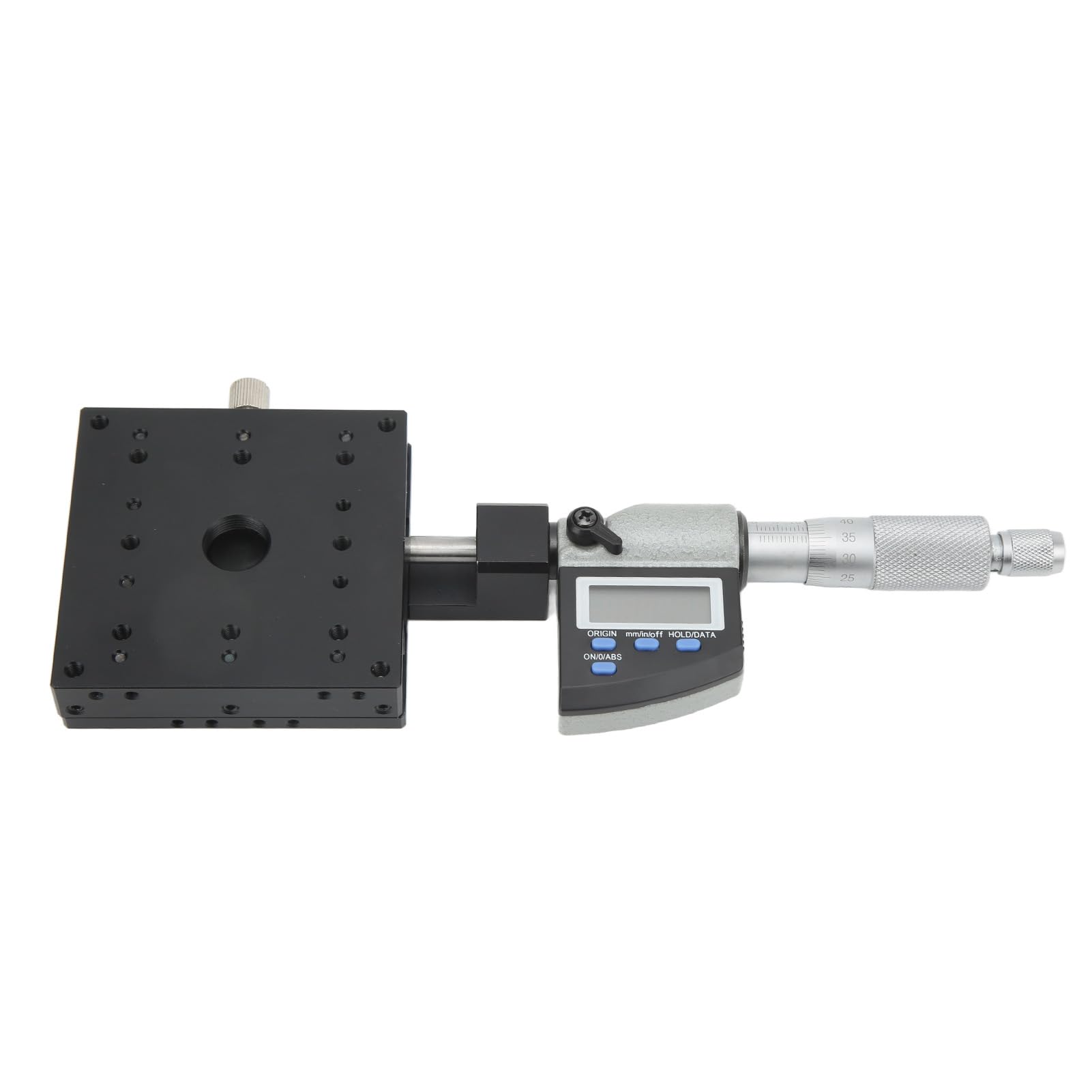 X-Achsen-Schiebetisch, Digitalanzeige-Mikrometer, manuelle lineare Feinjustierplattform, hochpräziser Trimm-Tisch aus Aluminiumlegierung 80x80mm für die optische Ausrichtung im Labor