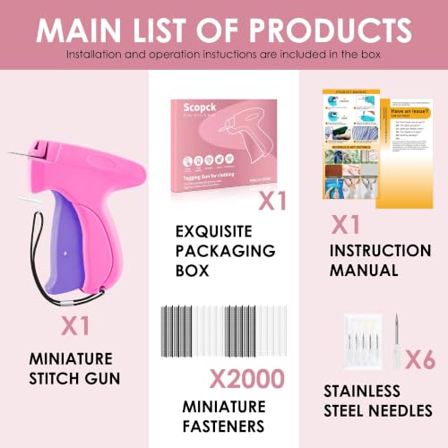 Image of Stitch Gun for Clothes - Handheld Stitch Gun Quick Clothing Fixer - Mini Sewing Kit Micro Tagging Gun - Includes 6 Needle, 1000 Black Fasteners & 1000 White Fasteners