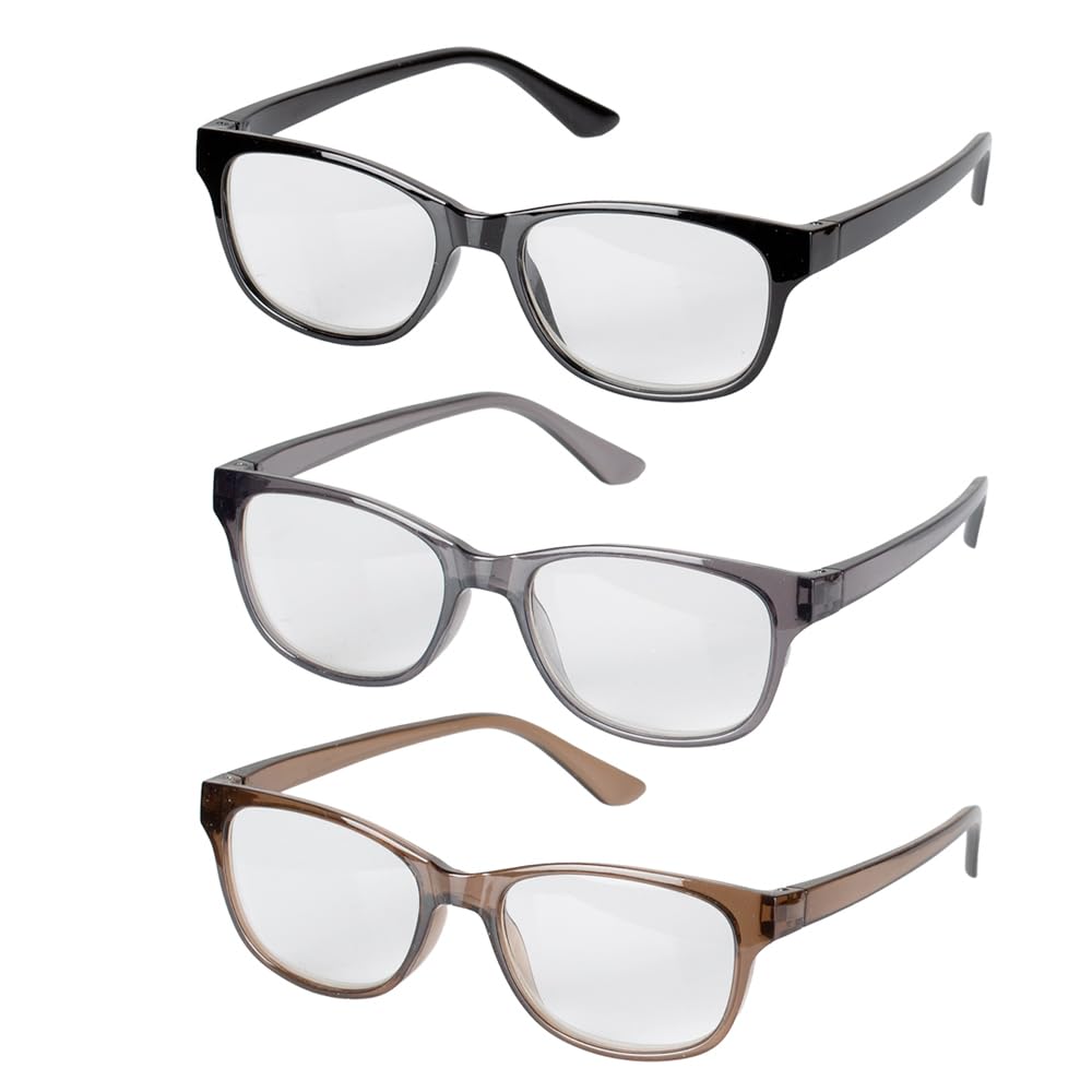 Easylife Reading Glasses 6.0x (Pack of 3) Stylish Non Prescription Glasses for Men, Lightweight Spectacles - Fully Guaranteed