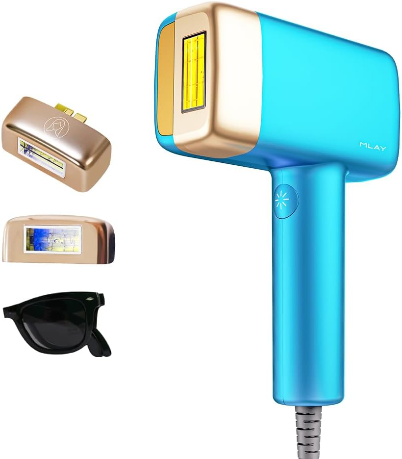 T14 IPL Laser Hair Removal Device, Hair Remover With Ice Cooling, 500000 Flashes, 5 Energy Levels, Permanent Painless Epilator For Face Back Leg Arm Armpit Bikini Line 3 Lamps（2HR+1Face）