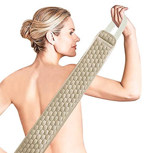 Suntee Exfoliating Back Scrubber& Exfoliating Sponge Pad Set for Shower, Bath Shower Scrubber