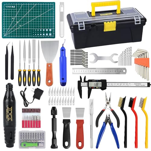 135PCS 3D Printer Tools & Accessories Kit,3D Printing Tool Set with Tool Box,3D Printer Accessory Including Nozzle Cleaning Kit,Electric Polishing Machine,Deburring Tool,Sanding Pens,Deburring Kit