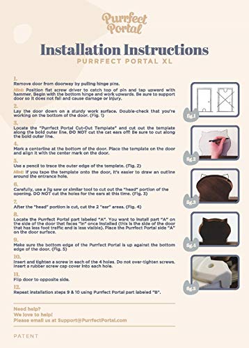 Purrfect Portal XL Pet Cat Door for Interior Doors :: Molded Plastic Kitty Cat Pass for Large Cats up to 30 Lbs… - Image 7