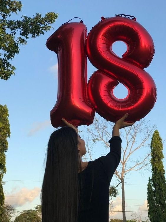 Image of Red Number 1 Balloon 40 Inch, 1st Birthday Balloon First Birthday Decorations, Shiny Red Party Supplies