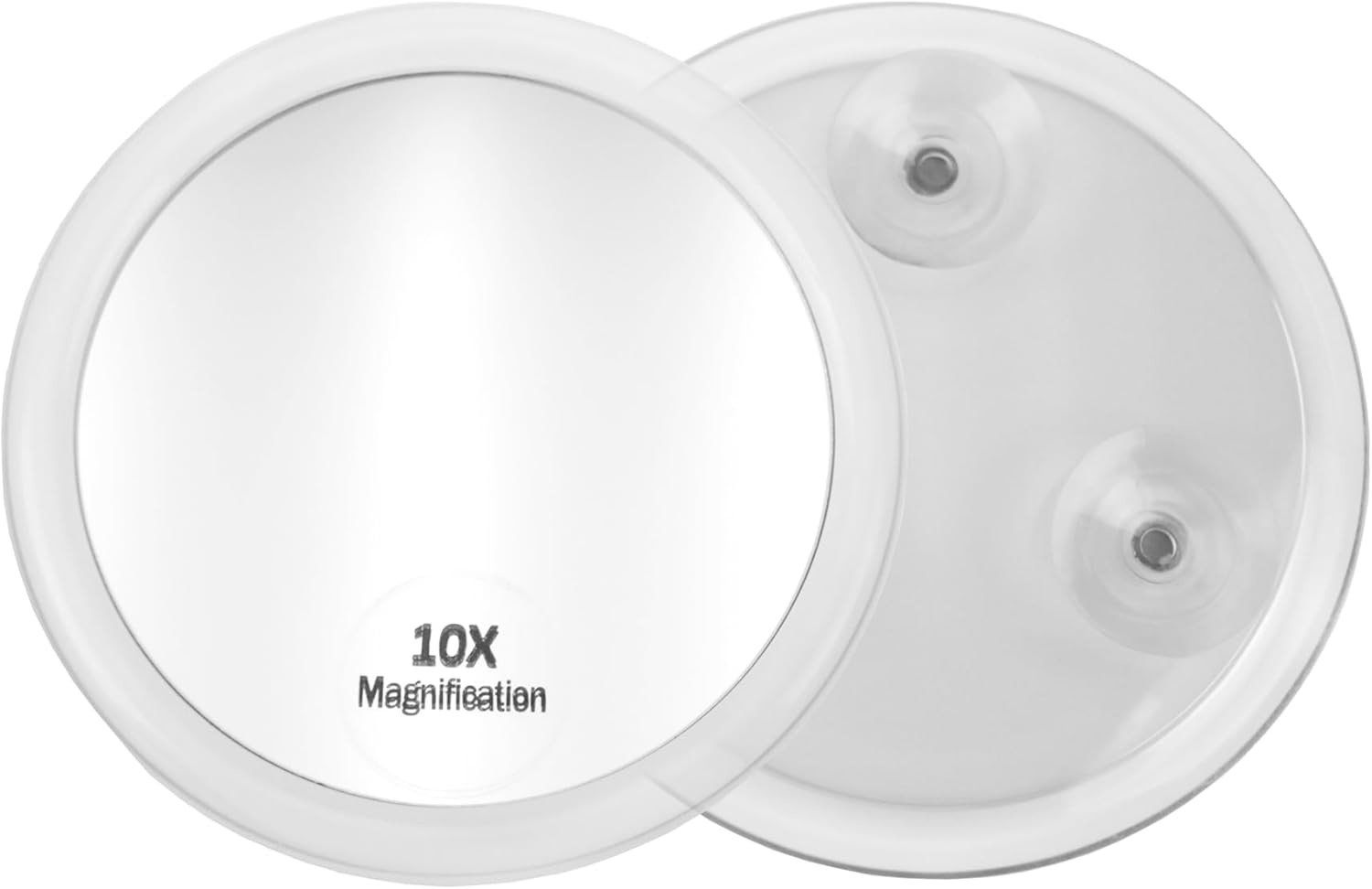Fantasia Portable Bathroom & Travel 10x Magnifying Face Mirror with Suction Cups, White Acrylic Frame