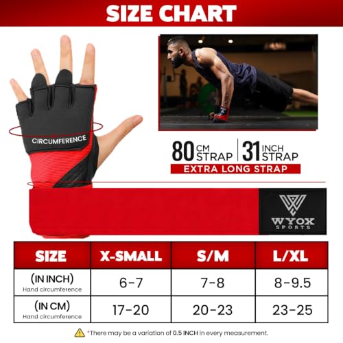 Image of WYOX Boxing Wraps MMA Gloves Inner Boxing Gloves for Women & Men - EZ-Off & On - Thick Knuckle Padding - Breathable Fabric