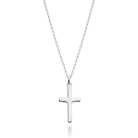 Miabella Italian 925 Sterling Silver or 18K Gold Plated Small Cross Pendant Necklace for Women on 18 Inch Chain, Made in Italy
