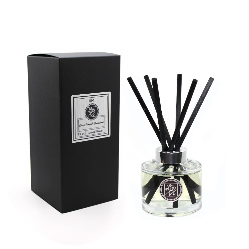 Luxx Black Creations - Large Fragrance Reed Diffuser 150Ml (Dark Honey & Sandalwood) Honey, Spice, Amber, Patchouli & Sandalwood