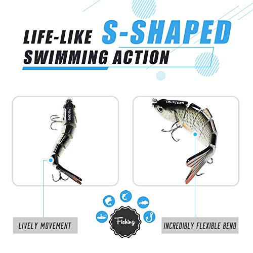 TRUSCEND Swimmax Fishing Lures with BKK Hook – Easy Catch: Wiggling, Vibrating, Rattling with Noise, Heavy-Duty Dyneema Fiber Joint, Jointed Swimbaits for Bass, Trout, Crappie, Family Fishing Plugs by TRUSCEND - Image 2
