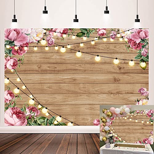 Fondo Fotográfico Floral Madera Rústica 7x5FT miniatura 1