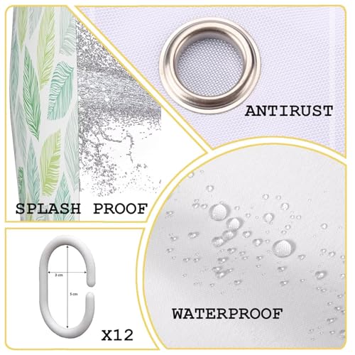 Rideau douche 120x200 anti moisissure en polyester vert motif fleur