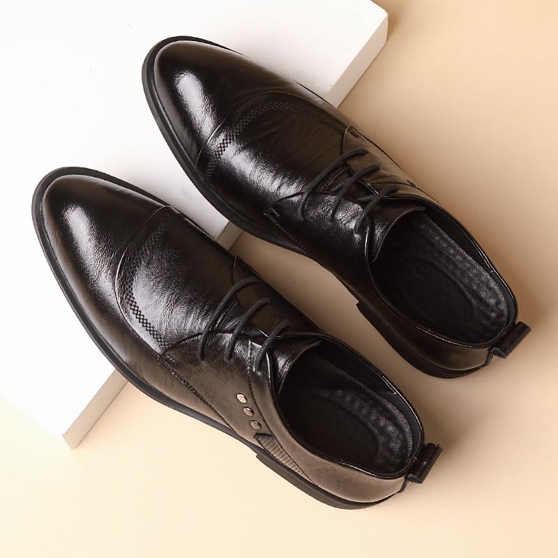 Men's Business Dress Shoes Fashion Pointed Toe Lace-up Casual Oxford Shoes Comfortable Soft Sole Rubber Wear-Resistant Work Shoes for Men(6)2