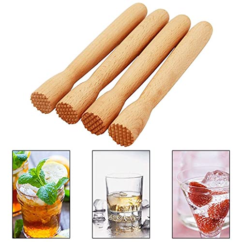 Nawwgy Beechwood Drink Muddler Wooden Masher Crusher Cocktail Damper Tool Ice Hammer