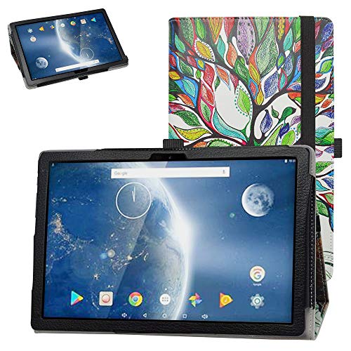 Bige For Dragon Touch Notepad 102 Case,Pu Leather Folio 2-Folding Stand Cover For Dragon Touch Notepad 102/Teclast P20Hd/Teclast M40/Blackview Tab8/Winnovo P20 10.1" Tablet,Love Tree #TOP11