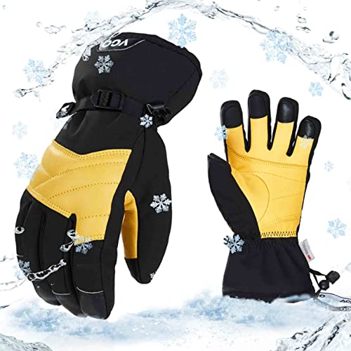 Vgo CA2469FW Skihandschuhe aus Rindsleder, warm, für Herren und Damen, Winter-Schneehandschuhe, Outdoor-Handschuhe, 3M Thinsulate wasserdicht, 1 Paar Cover