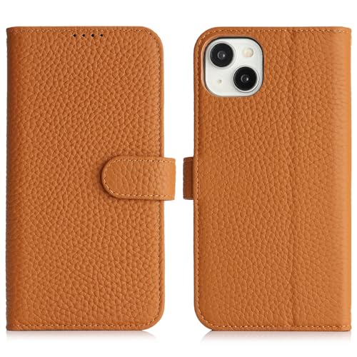 Etui iPhone 15 clapet marron avec 4 porte cartes en cuir véritable - 2
