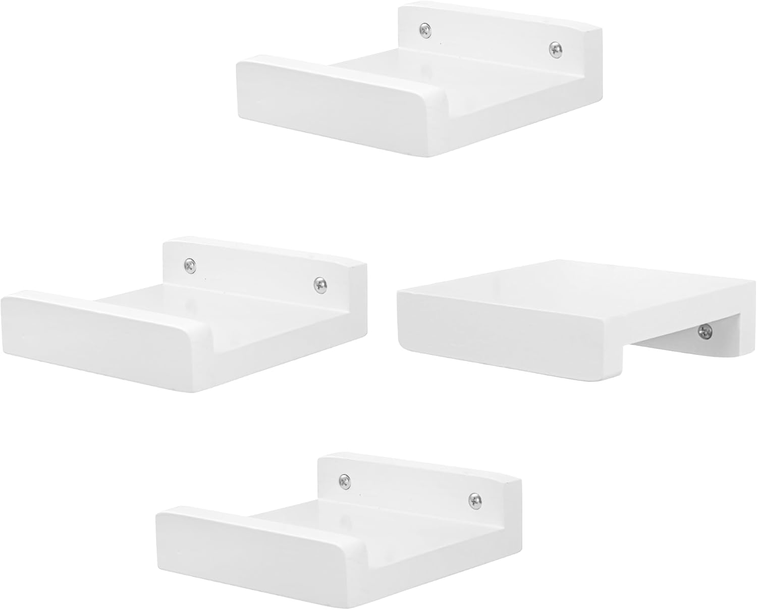 PHOENANCEE Small Floating Shelf,Mini Wall Shelves with Lip,Display Ledge,Speaker Shelf Set of 4 for Picture Frames Plants Decorative for Living Room Kitchen Bedroom,Wood,5 Inch,White