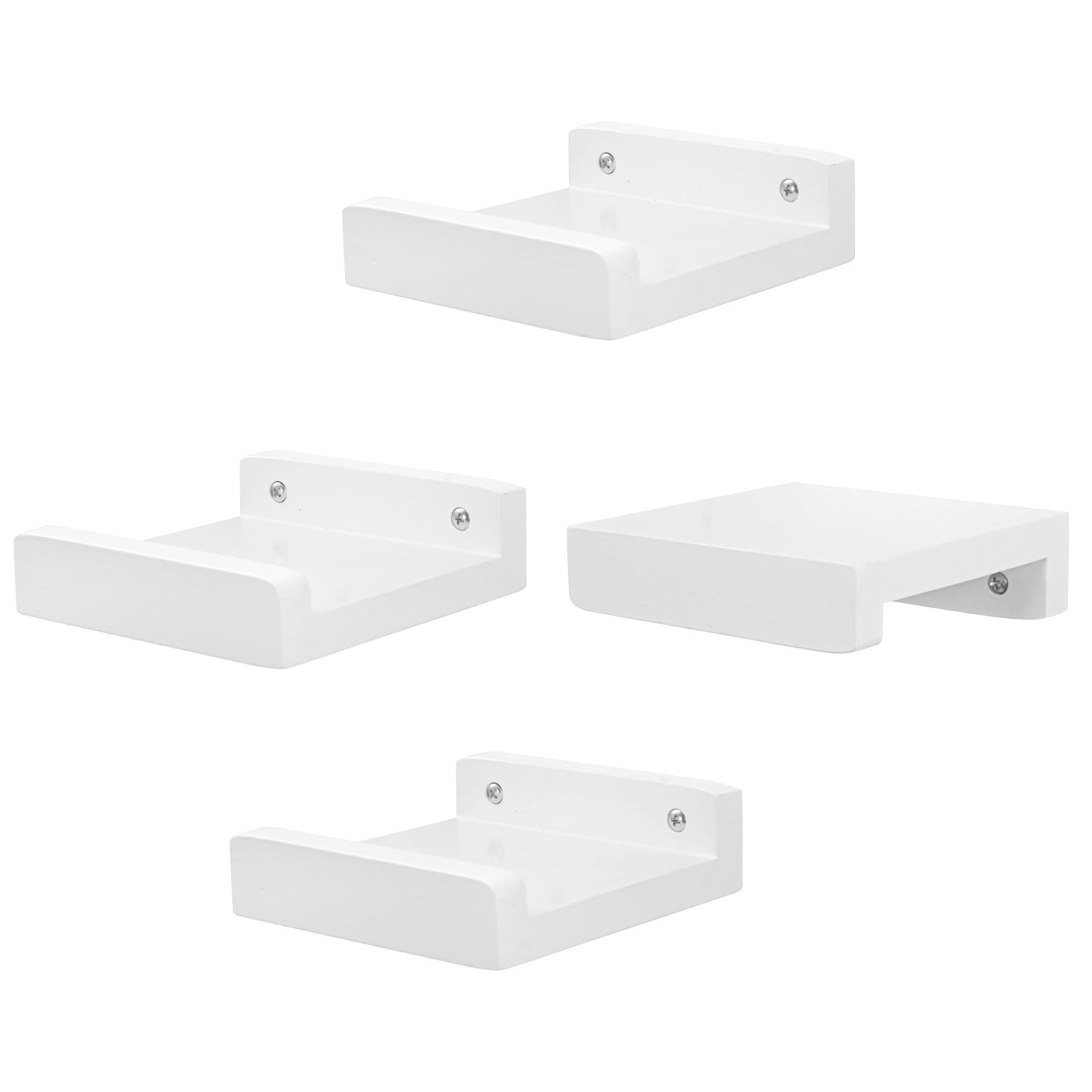 PHOENANCEE Solid Wood, 13cm Small Wall Picture Shelves Ledge, Rustic Wood Floating Shelf, Decorative Display Photo Racks For Living Room, Kitchen, Bedroom, Kitchen, Books, Set of 4, Rustic White