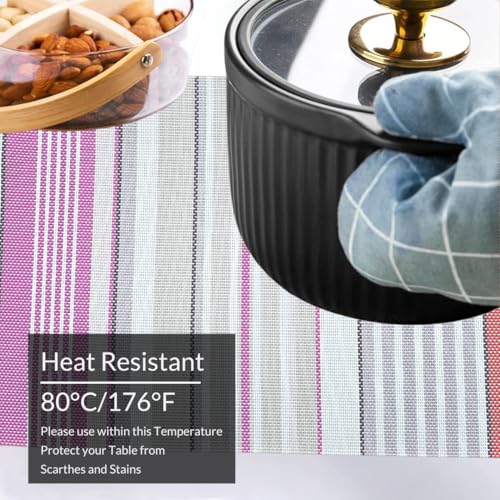 Image of YELONA Placemats for Dining Table - Heat Resistant, Non-Slip & Washable PVC Vinyl Table Mats - Set of 4, 45 x 30 cm (Multicolor & Pink)