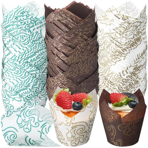 150 Pièces Caissettes Muffins Papier Tulipes, Caissettes Muffins, Moules à Muffin Papier, Tasses de Cuisson, Emballages de Cupcakes
