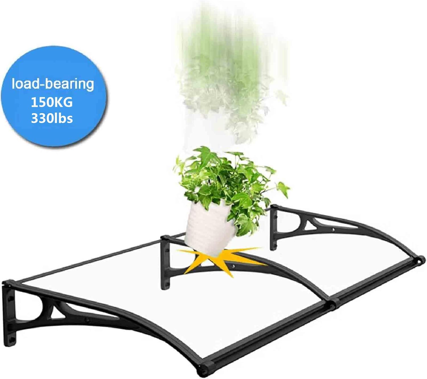 Sink Aluminum Alloy Door Canopy Awning Shelter, Transparent Polycarbonate Cover, Window Rain Shelter Cover, Patio Porch Awning, Outdoor Rainproof Balcony Courtyard Window Awning