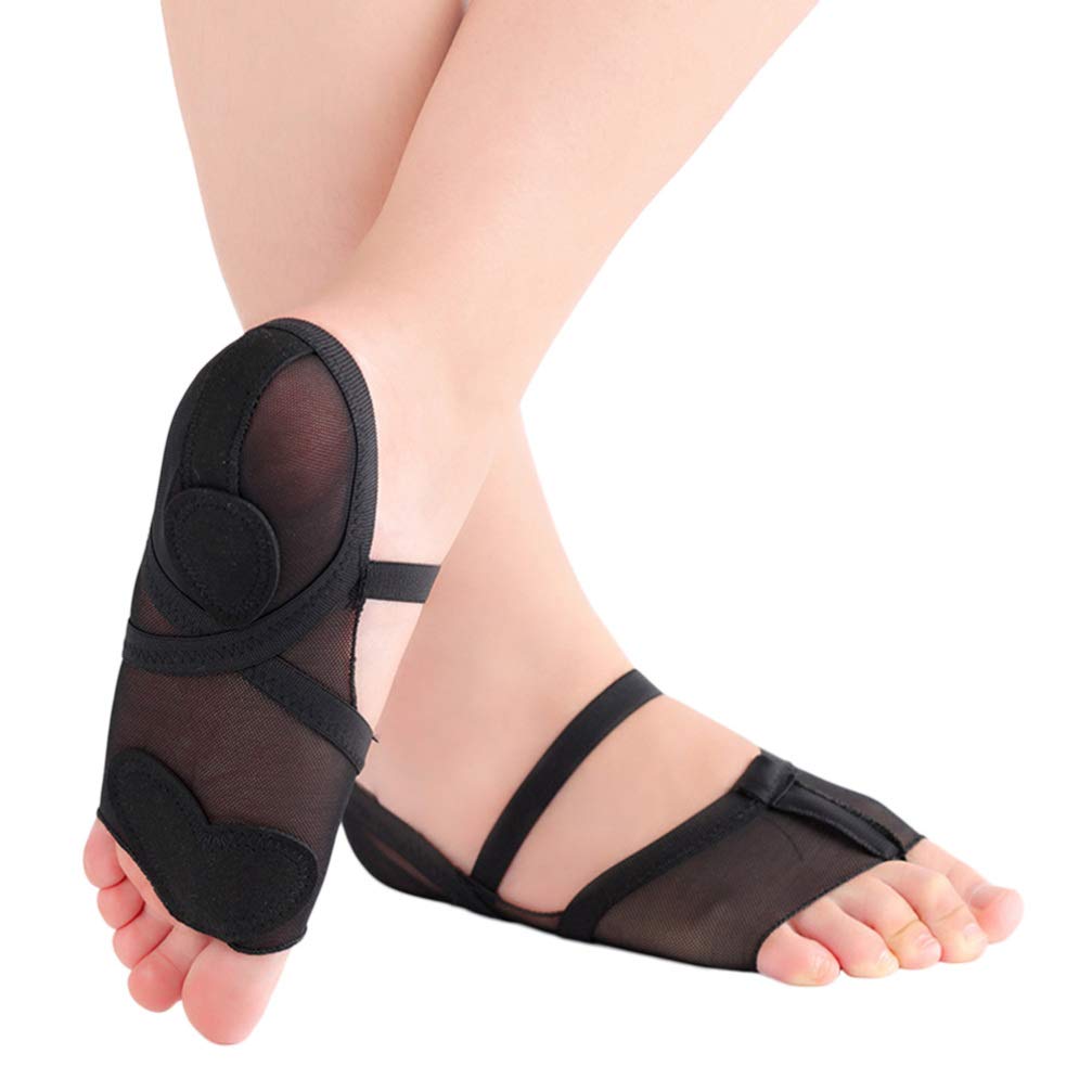 Adium Women's Socks Ballet Dance Toe Pad Belly Dancing Practice Shoes Foot Thongs Dance Paws Sole Size 34 (Black) Kids Grip Socks